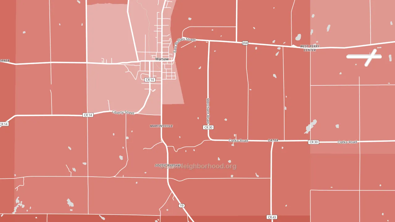 South Warsaw, NY block-group political-lean map