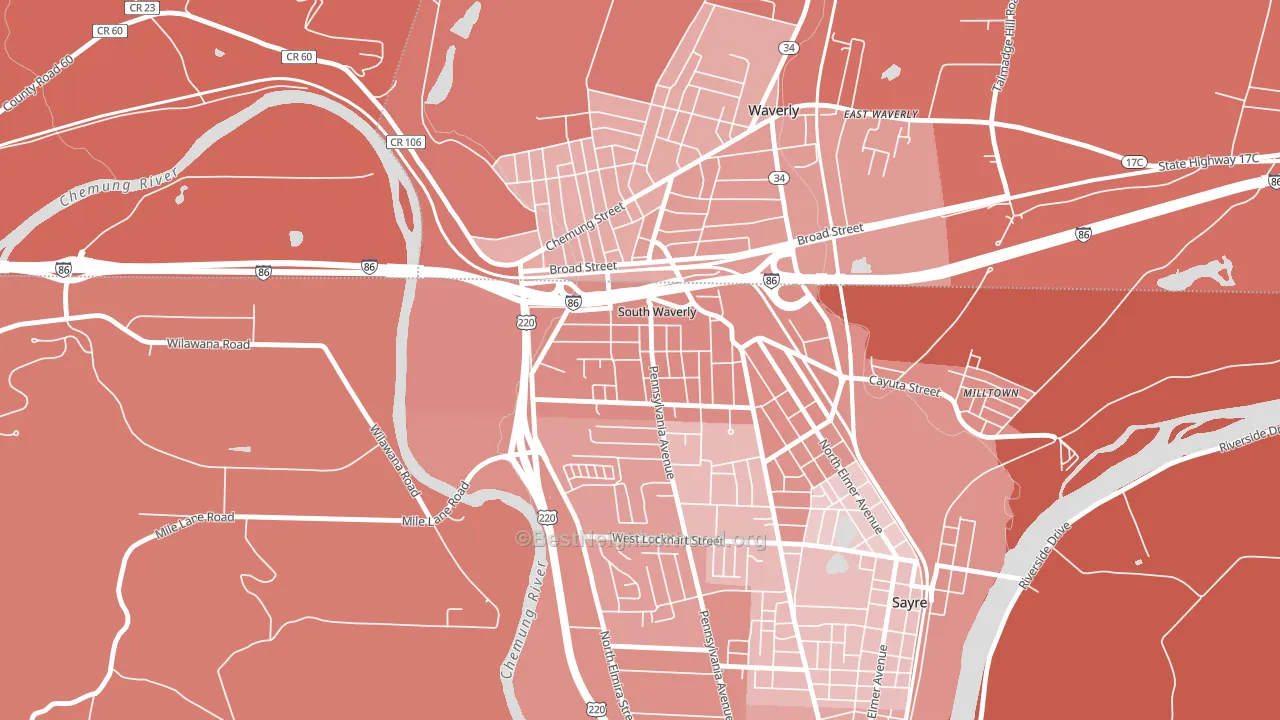 South Waverly, PA block-group political-lean map