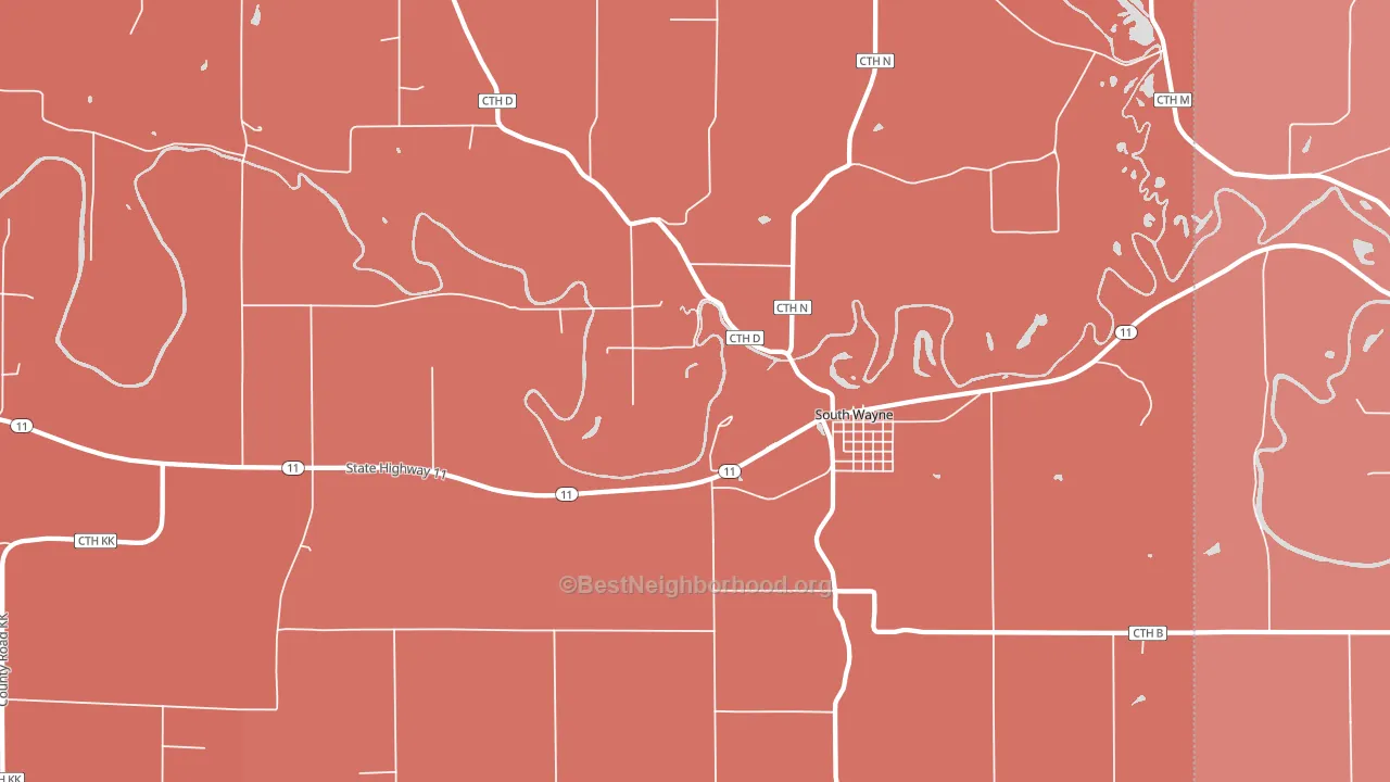 South Wayne, WI block-group political-lean map