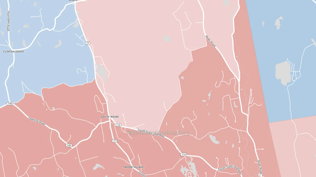 South Weare, NH block-group political-lean map