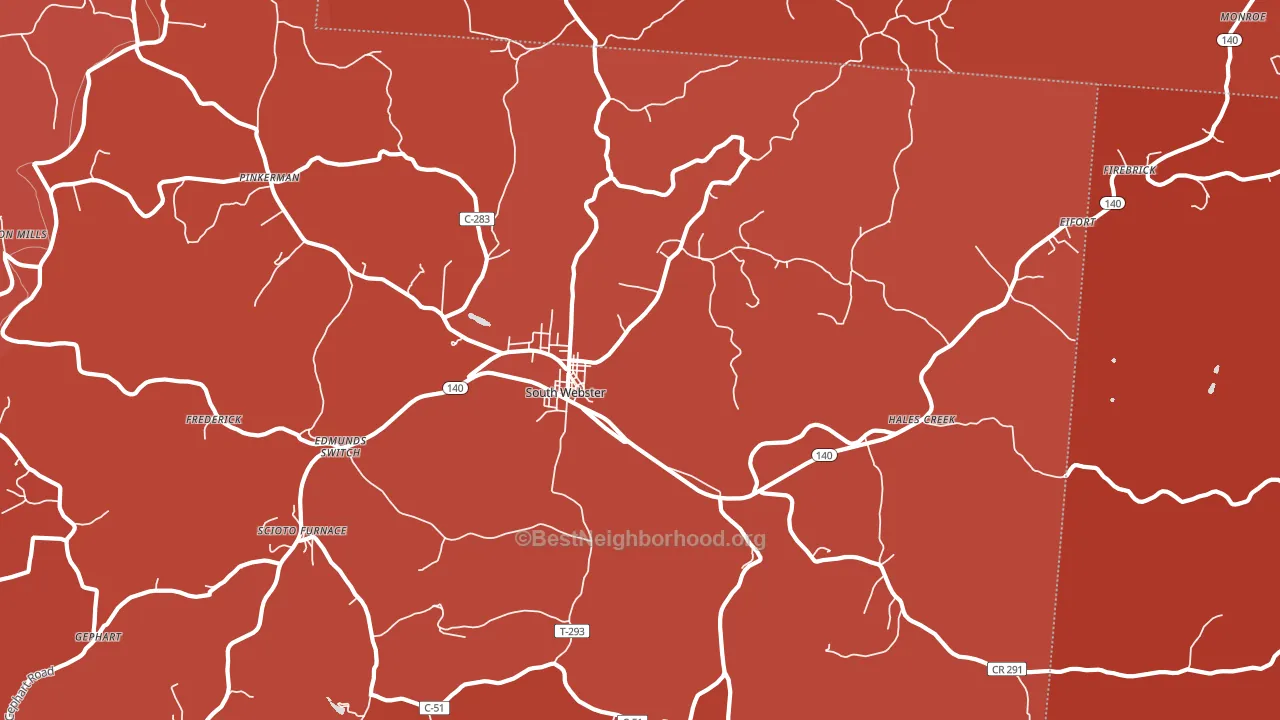 South Webster, OH block-group political-lean map