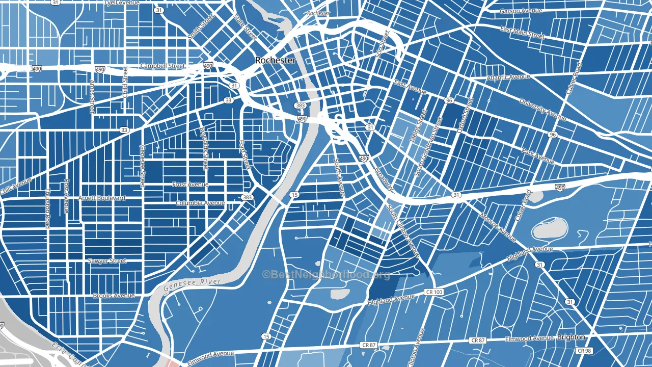 South Wedge, Rochester, NY block-group political-lean map