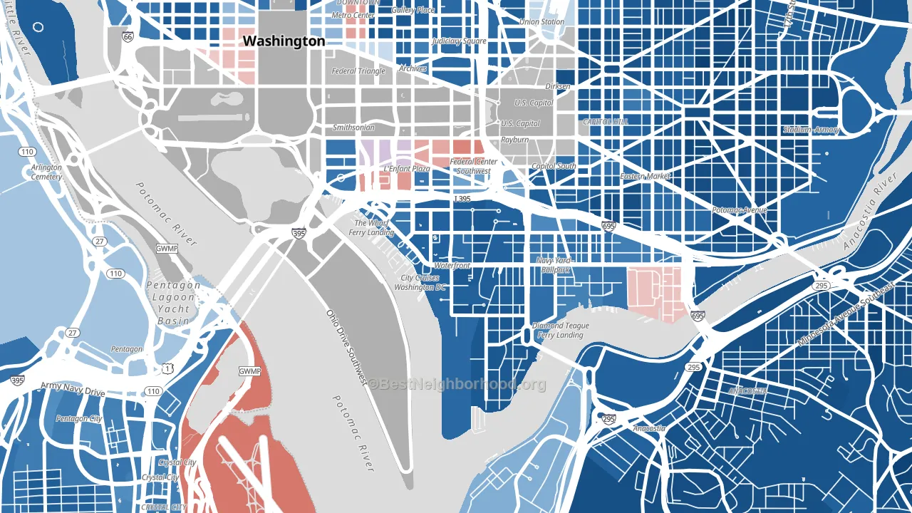 South West, Washington, DC block-group political-lean map