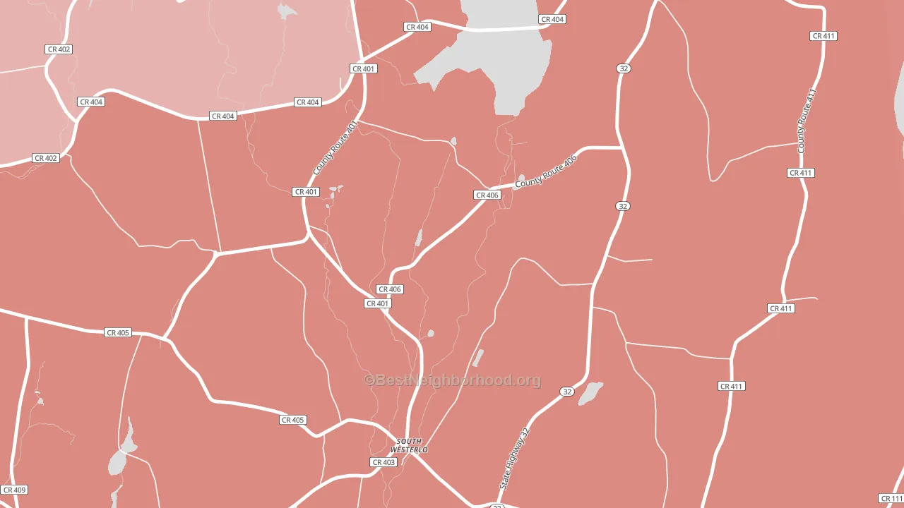 South Westerlo, NY block-group political-lean map