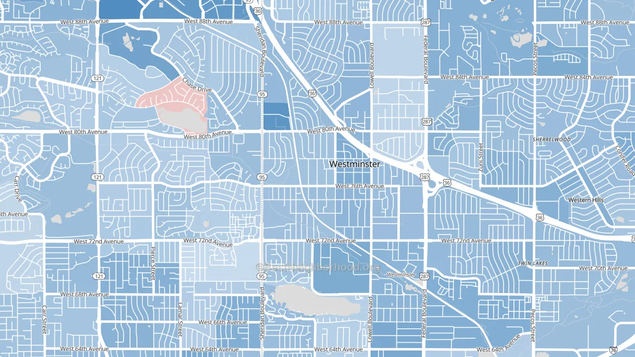 South Westminster, Westminster, CO block-group political-lean map