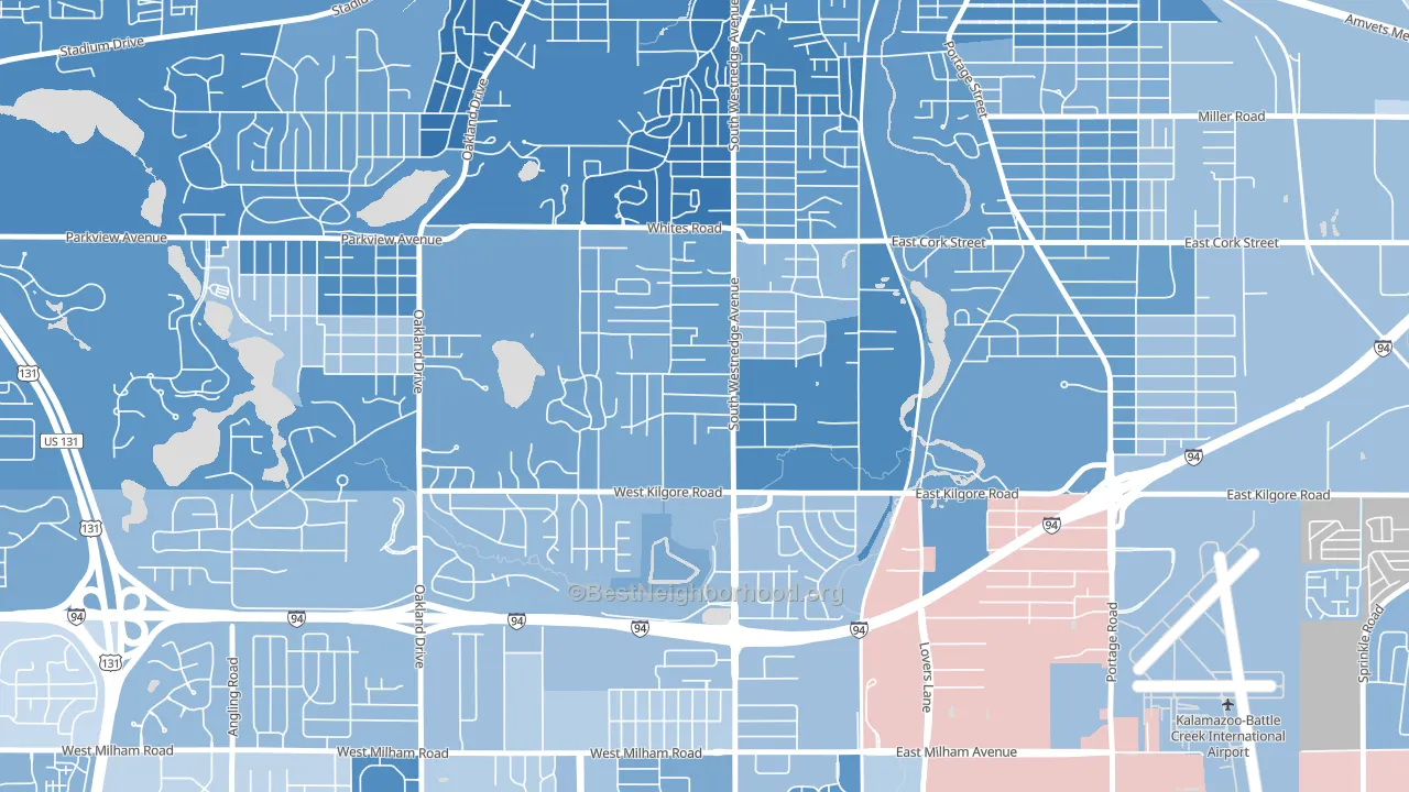 South Westnedge, Kalamazoo, MI block-group political-lean map