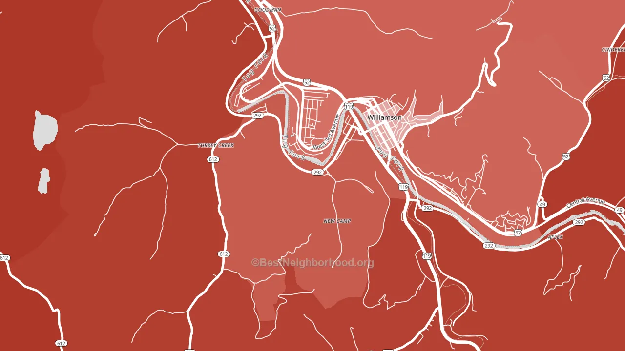 South Williamson, KY block-group political-lean map