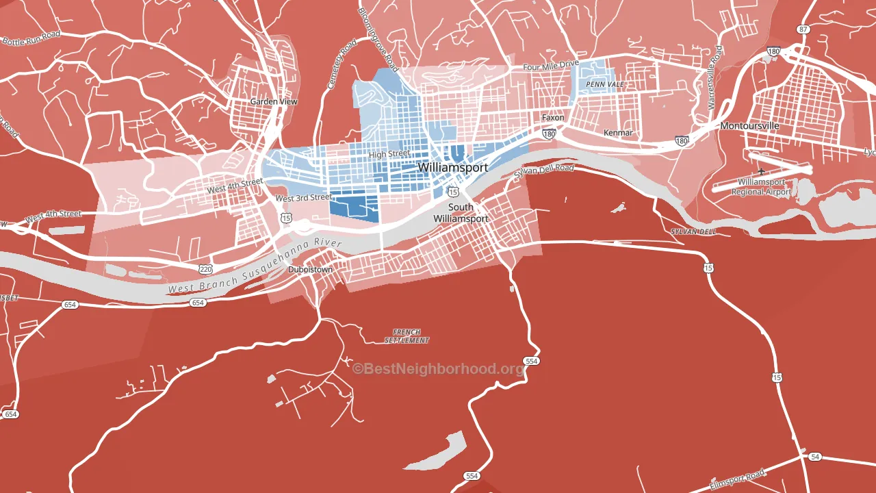 South Williamsport, PA block-group political-lean map