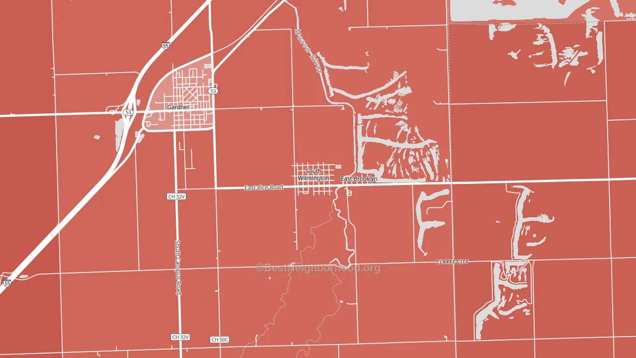 South Wilmington, IL block-group political-lean map