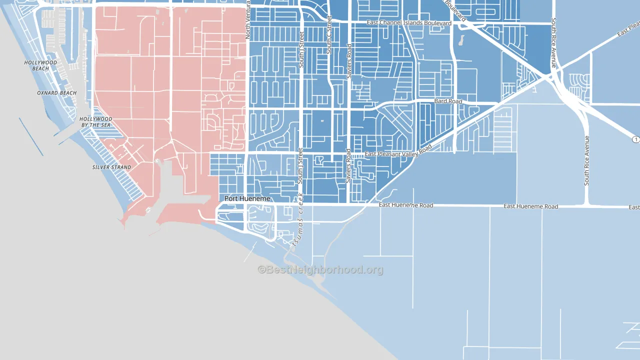 South Winds, Oxnard, CA block-group political-lean map
