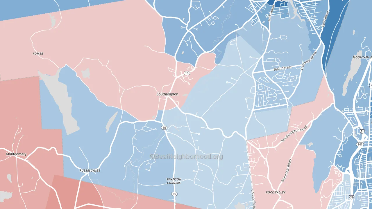 Southampton, MA block-group political-lean map