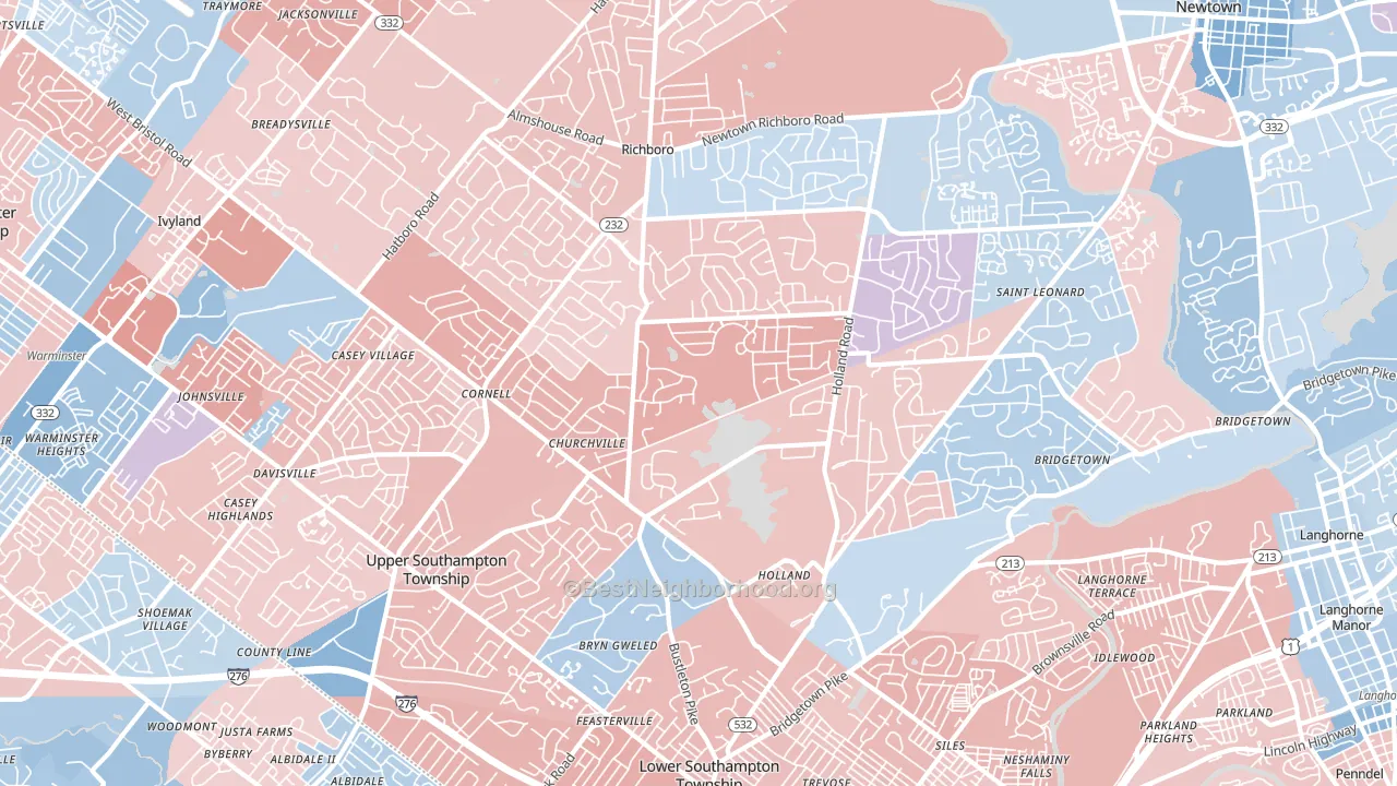 Southampton, PA block-group political-lean map