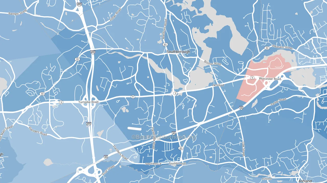 Southborough, MA block-group political-lean map