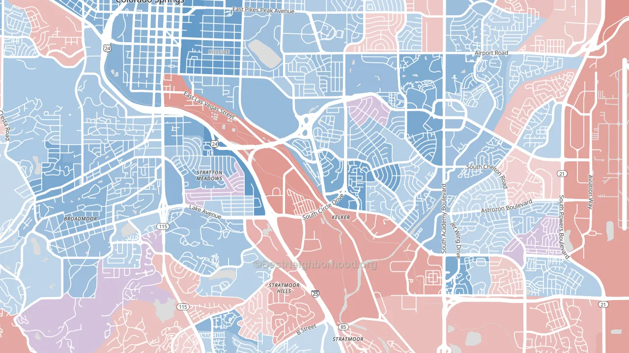 Southeast Colorado Springs, Colorado Springs, CO block-group political-lean map