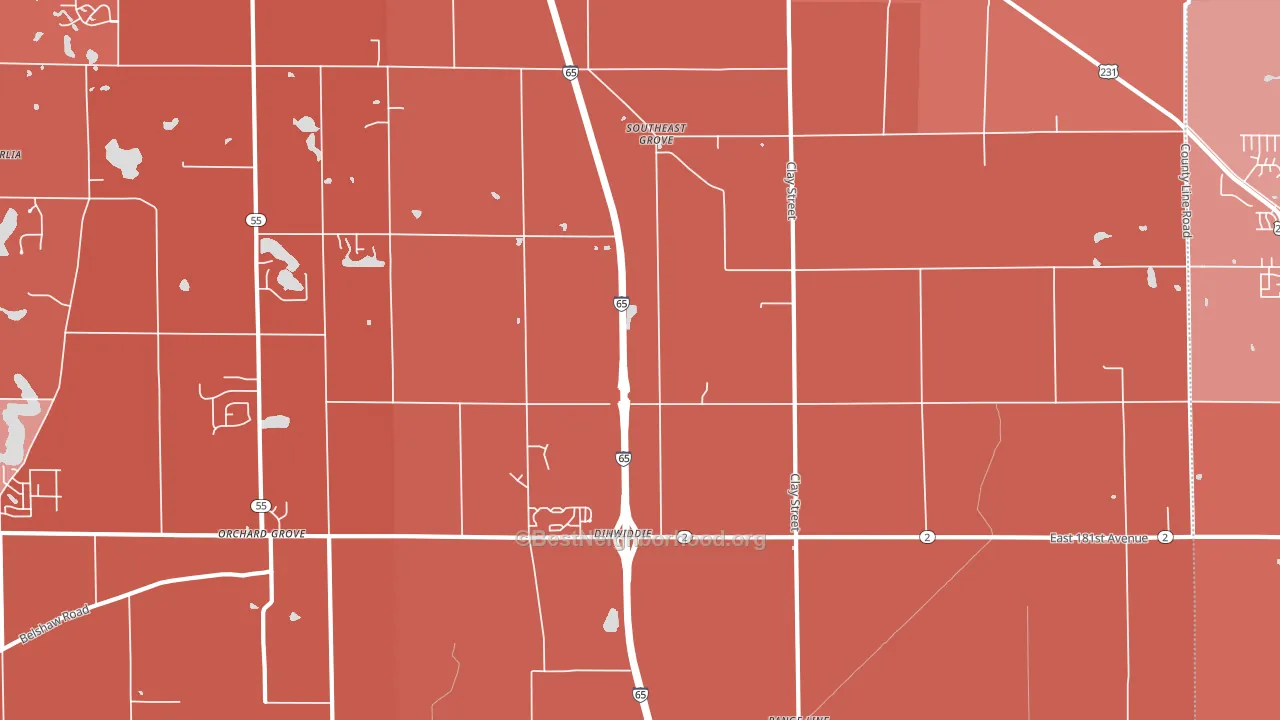 Southeast Grove, IN block-group political-lean map