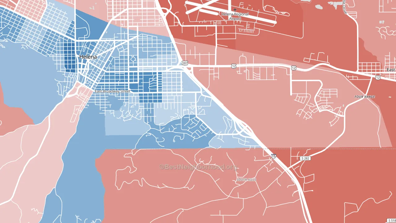 Southeast, Helena, MT block-group political-lean map