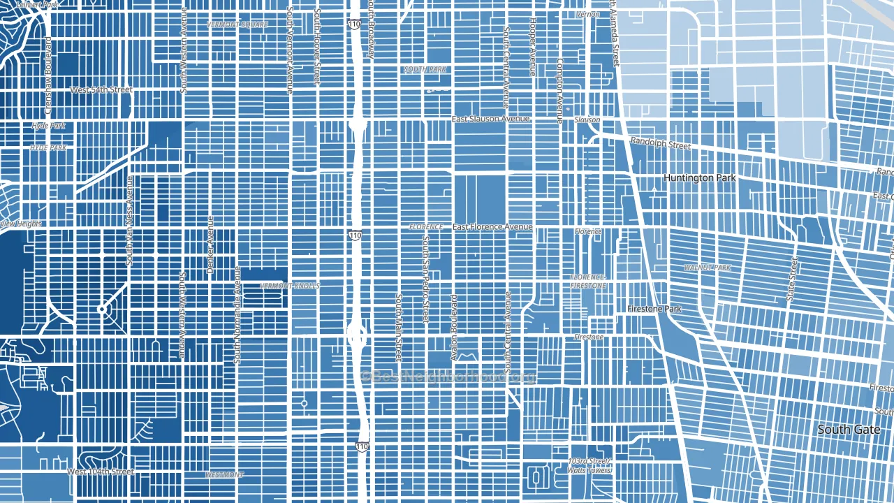Southeast Los Angeles, Los Angeles, CA block-group political-lean map
