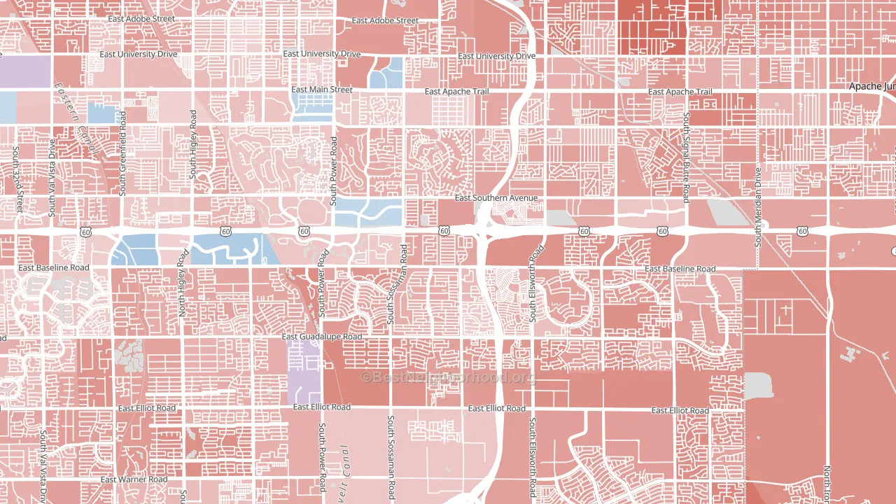 Southeast Mesa, Mesa, AZ block-group political-lean map