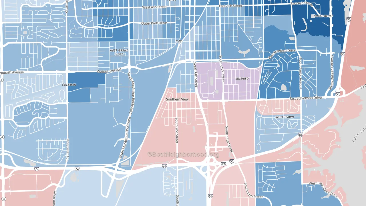 Southern View, IL block-group political-lean map