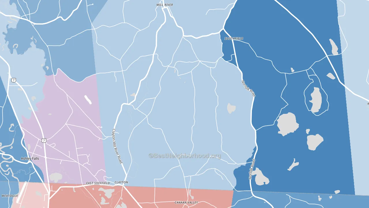 Southfield, MA block-group political-lean map