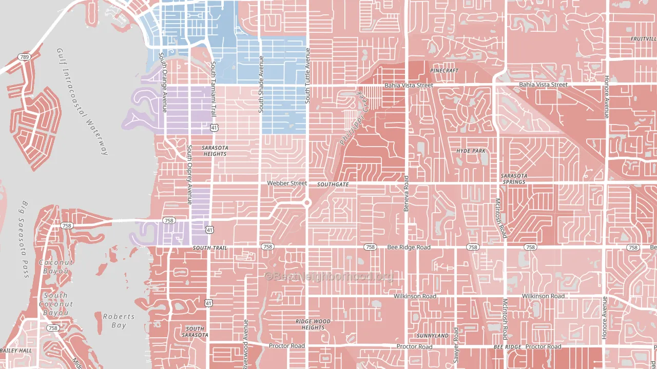 Southgate, FL block-group political-lean map