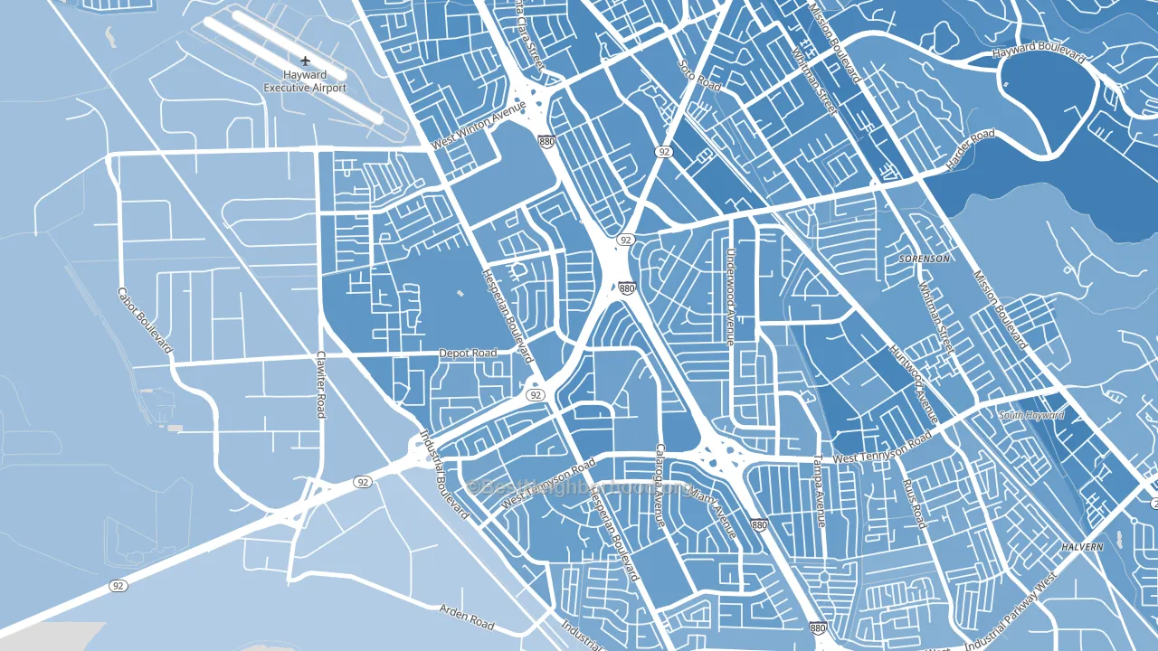Southgate, Hayward, CA block-group political-lean map
