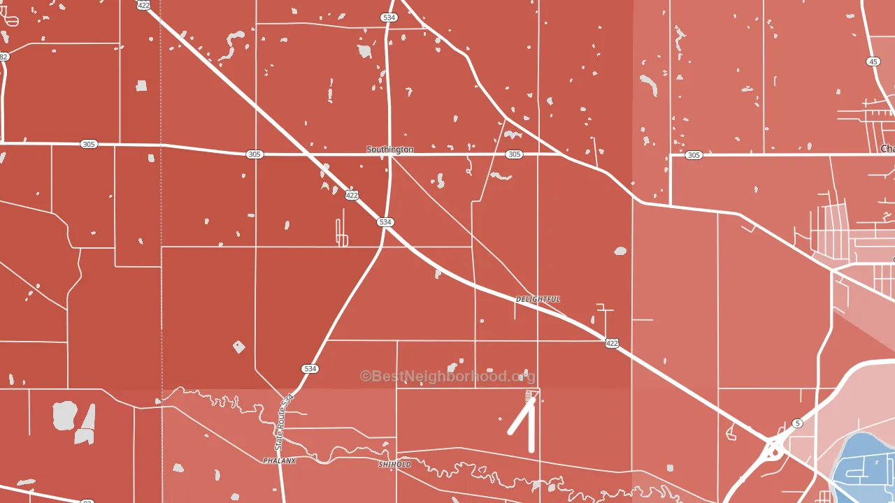 Southington, OH block-group political-lean map