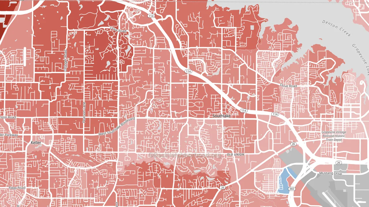 Southlake, TX block-group political-lean map