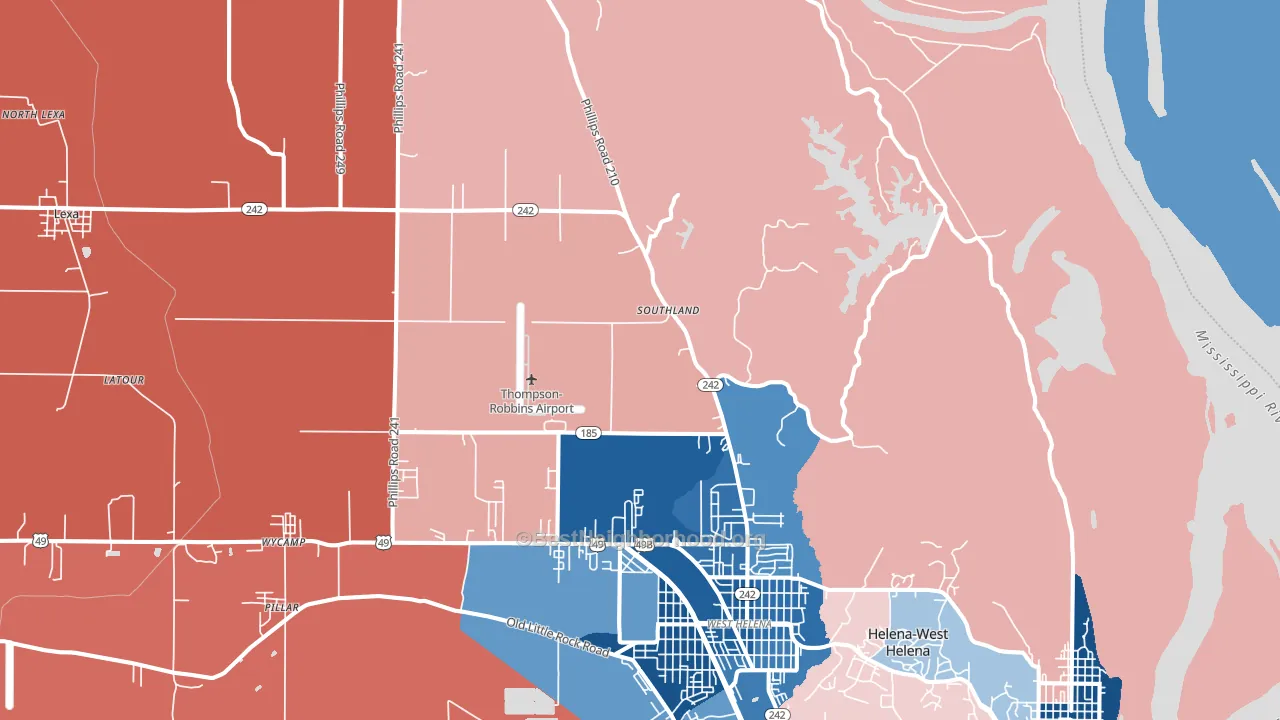 Southland, AR block-group political-lean map