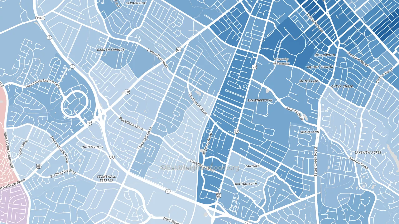 Southland Deerfield Open Gates, Lexington, KY block-group political-lean map