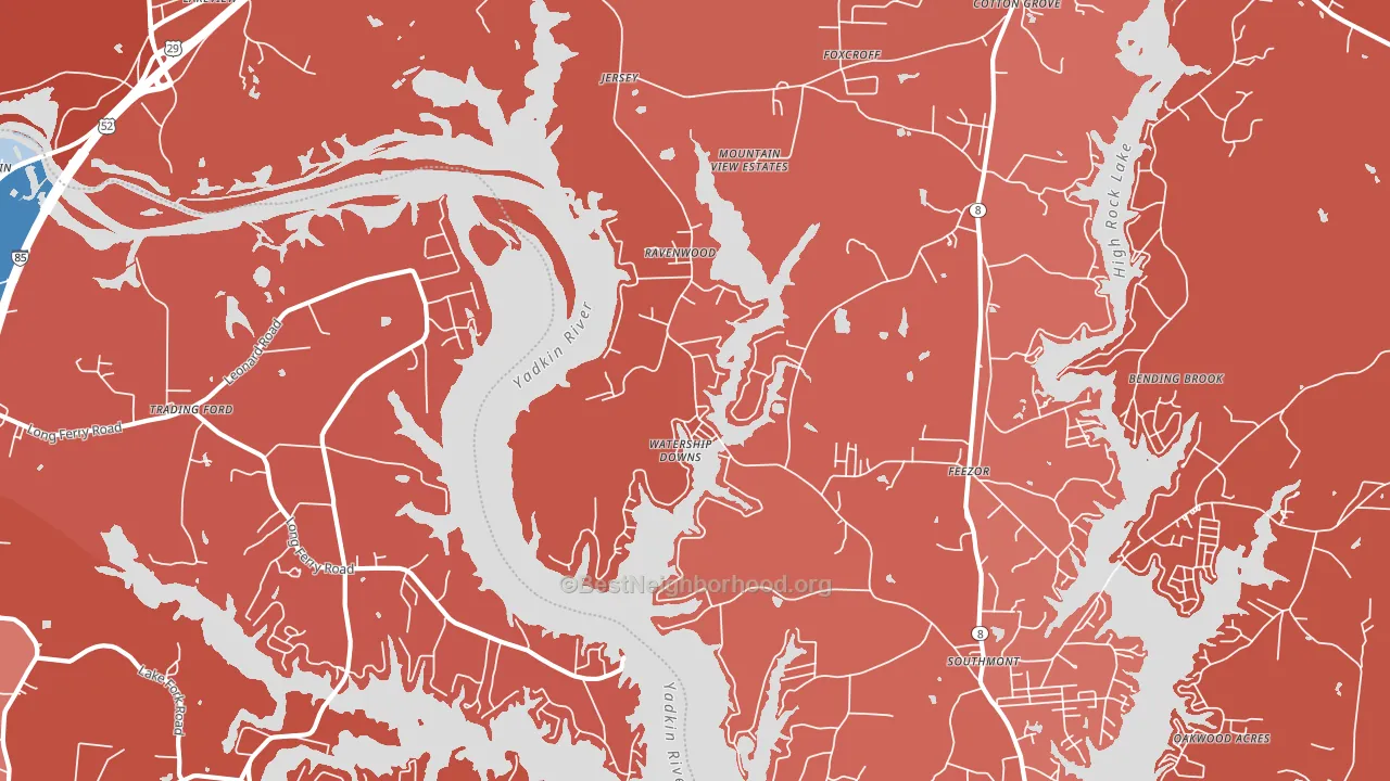 Southmont, NC block-group political-lean map