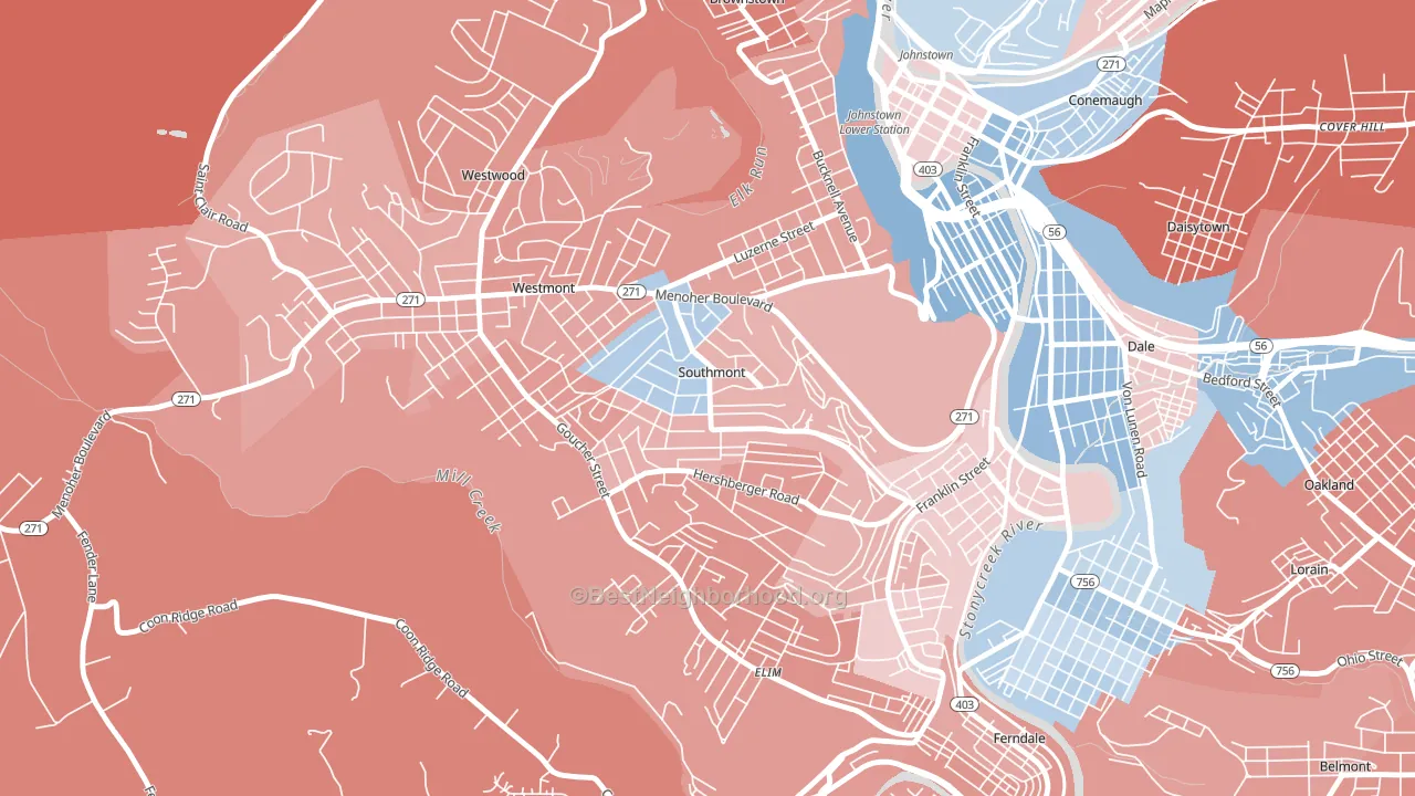 Southmont, PA block-group political-lean map