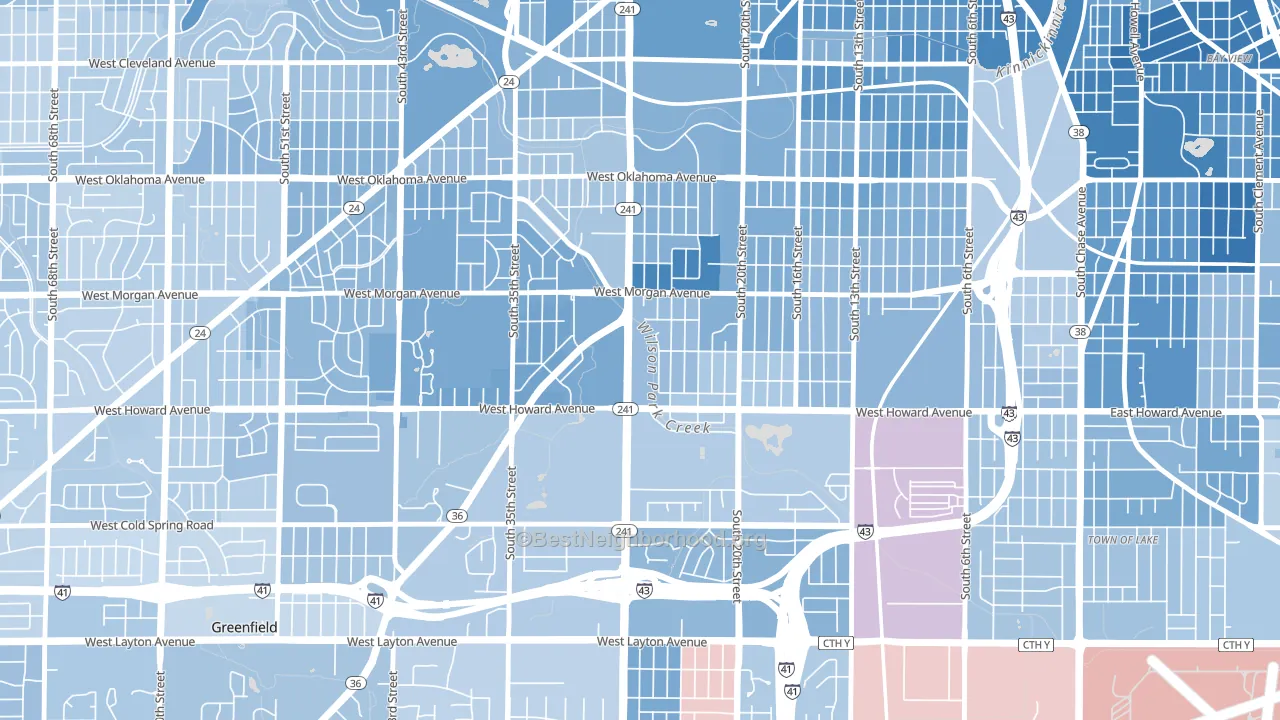 Southpoint, Milwaukee, WI block-group political-lean map