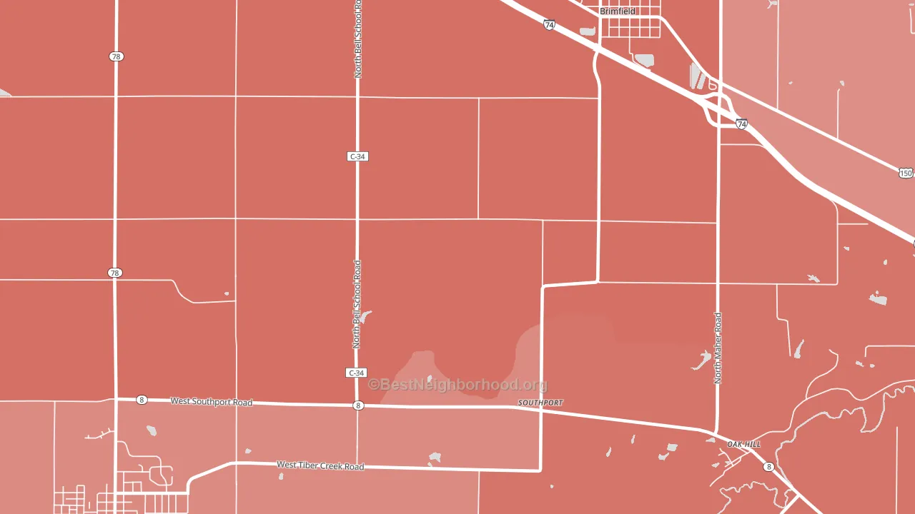 Southport, IL block-group political-lean map