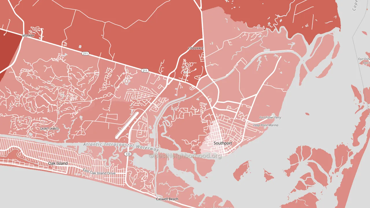 Southport, NC block-group political-lean map