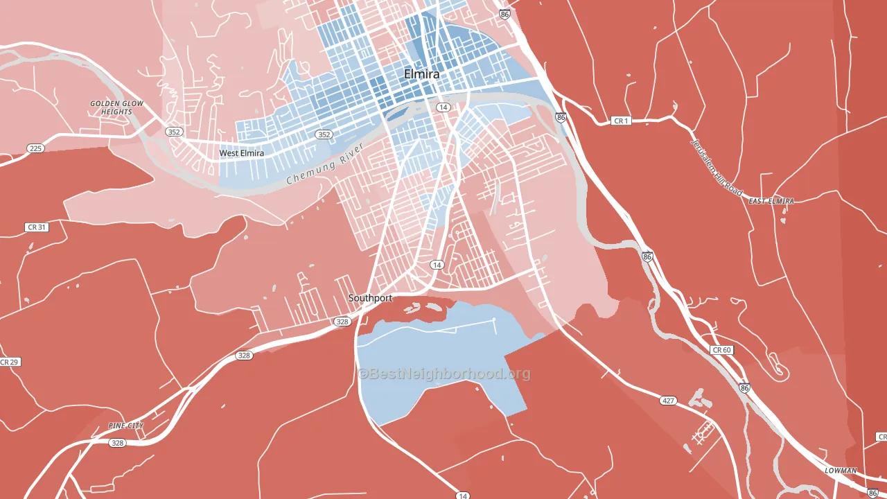 Southport, NY block-group political-lean map