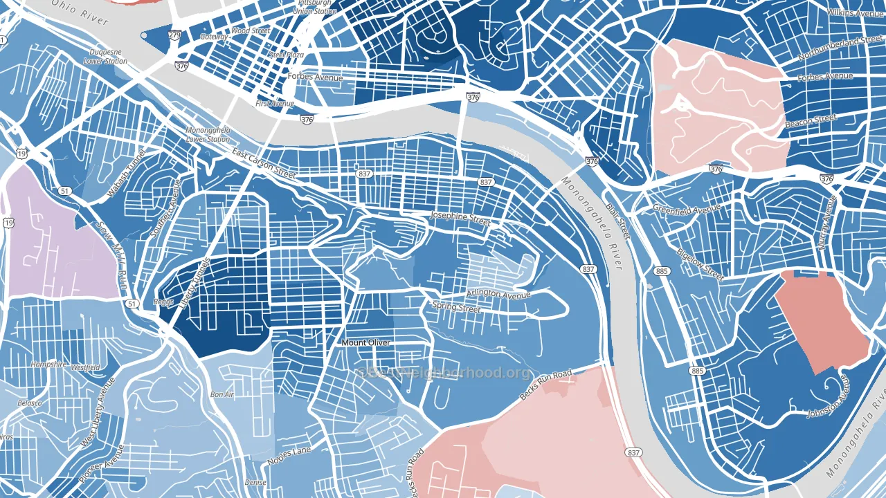 Southside Slopes, Pittsburgh, PA block-group political-lean map