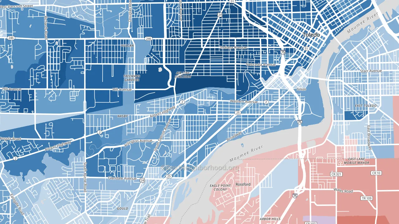 Southside, Toledo, OH block-group political-lean map