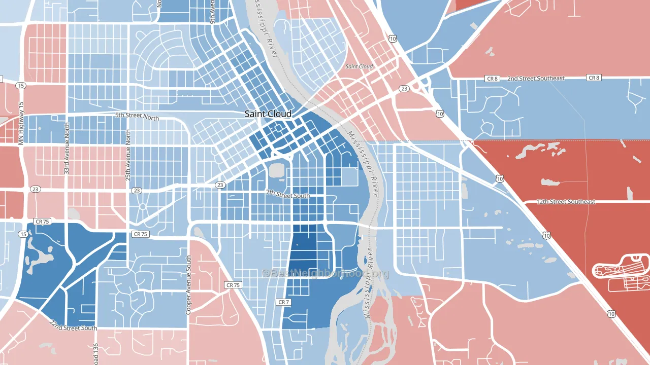 Southside University, St. Cloud, MN block-group political-lean map