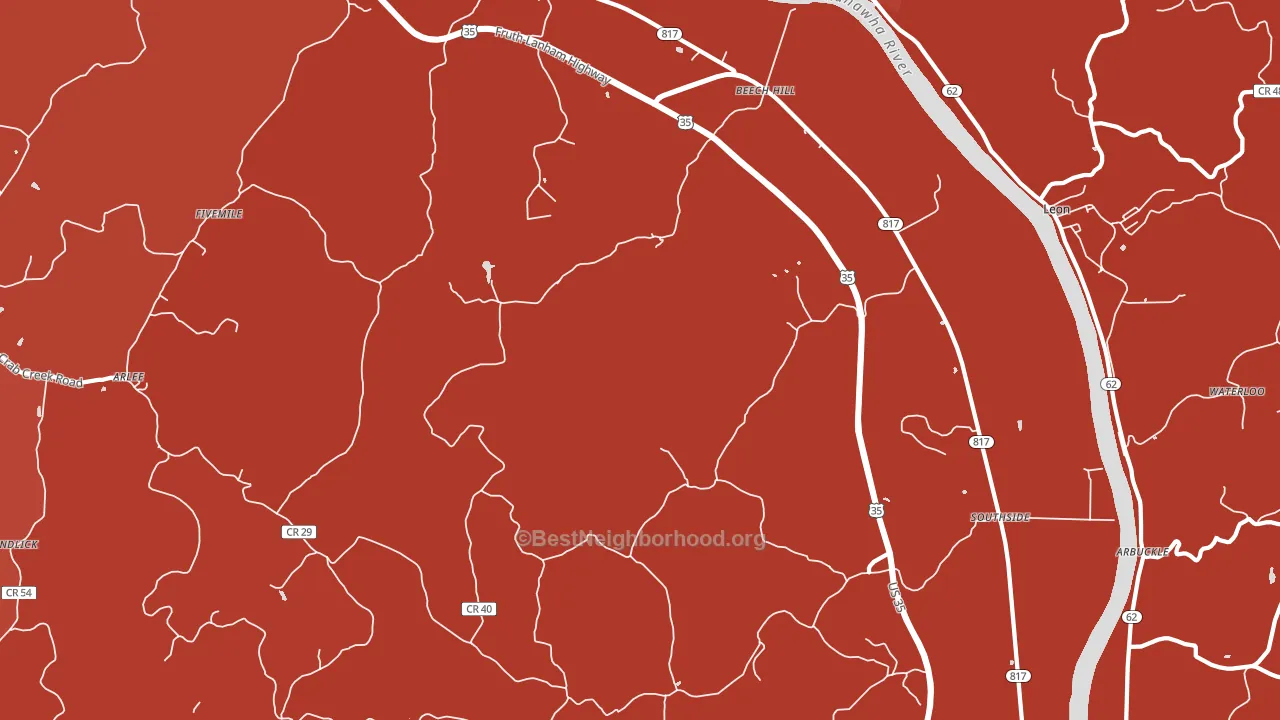 Southside, WV block-group political-lean map