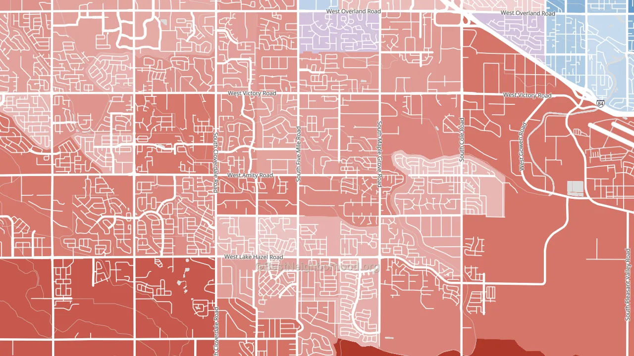 Southwest Ada, Boise, ID block-group political-lean map