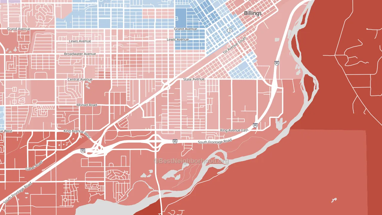 Southwest Corridor, Billings, MT block-group political-lean map