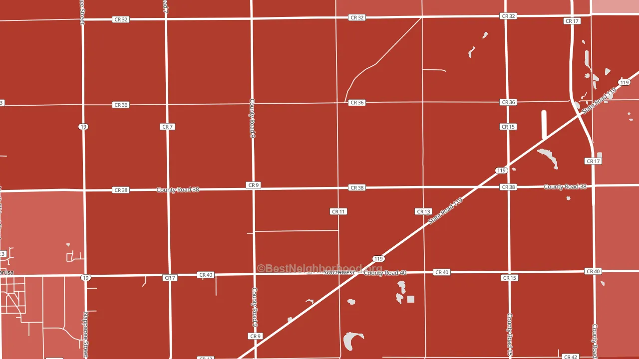 Southwest, IN block-group political-lean map