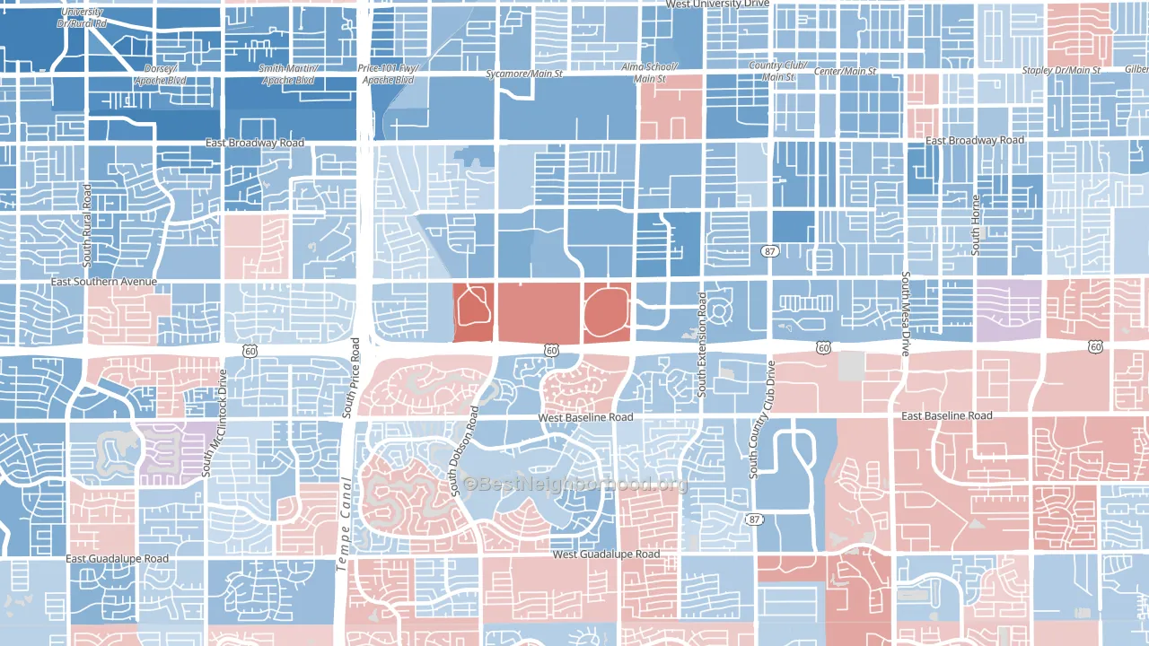 Southwest Mesa, Mesa, AZ block-group political-lean map