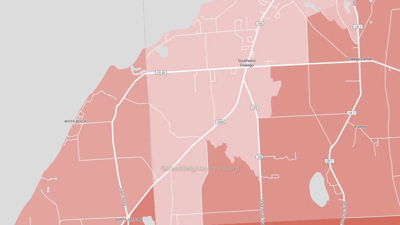 Southwest Oswego, NY block-group political-lean map