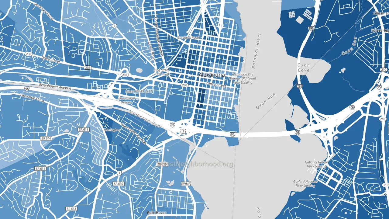 Southwest Quadrant, Alexandria, VA block-group political-lean map