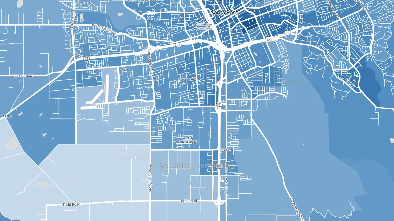 SouthWest Santa Rosa, Santa Rosa, CA block-group political-lean map