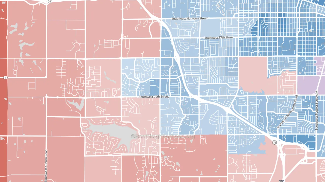 Southwest Topeka, Topeka, KS block-group political-lean map