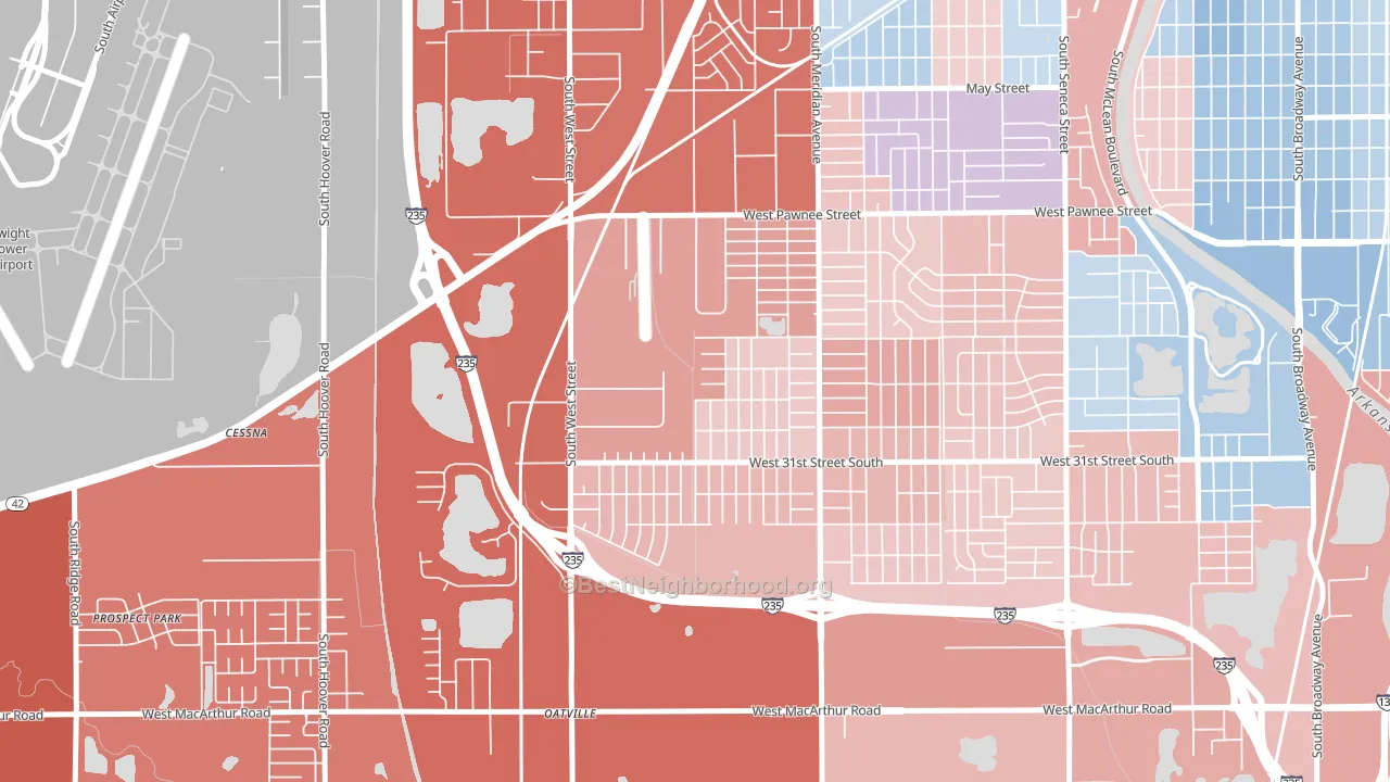 Southwest Village, Wichita, KS block-group political-lean map