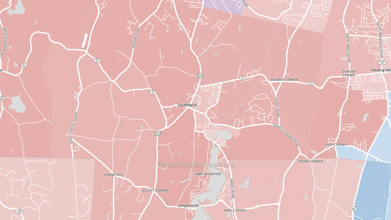 Southwick, MA block-group political-lean map